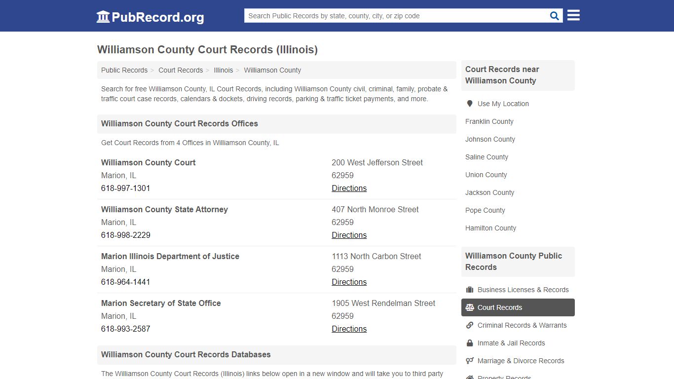 Free Williamson County Court Records (Illinois Court Records)